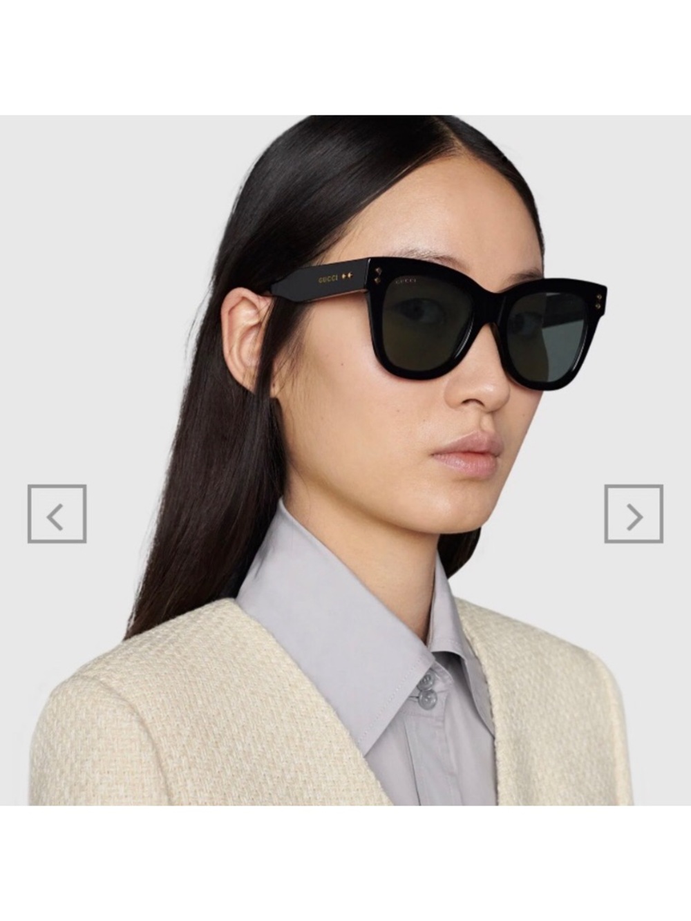 Gucci Black Cat-Eye Sunglasses with Gold Logo